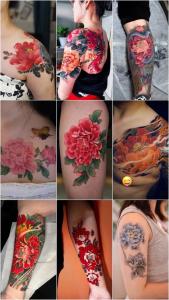 女生招财的纹身图案 牡丹寓意招财