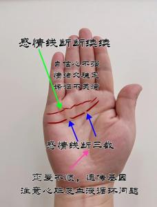 女人手掌感情线断开意味着什么