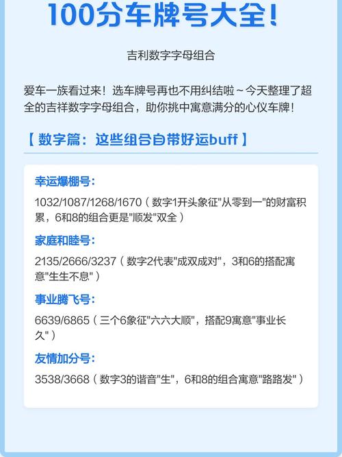 组合最漂亮车牌字母数字 最吉利的新车牌号推荐
