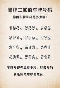 寓意很好的数字4位数车牌 大吉数理招财靓号