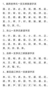 李姓字辈查询60字辈总汇
