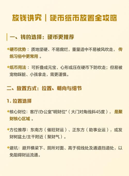 财位放硬币好还是纸币好,门口地下放什麽钱币好吗?