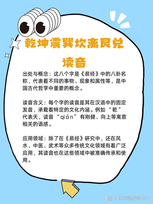 乾 坤 震 巽 坎 离 艮 兑这八个字的读音以及代表