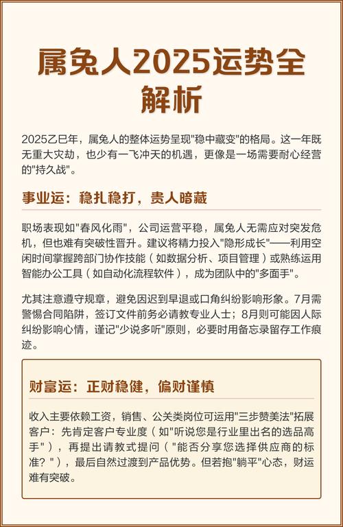 属兔人2025运势运程详解