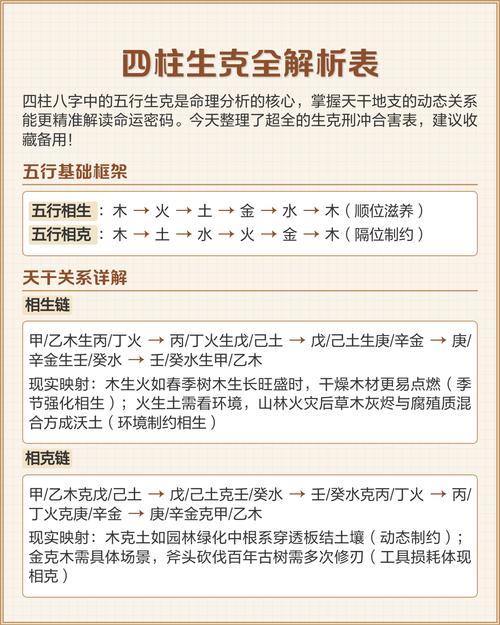 四柱八字相生相克分析解说