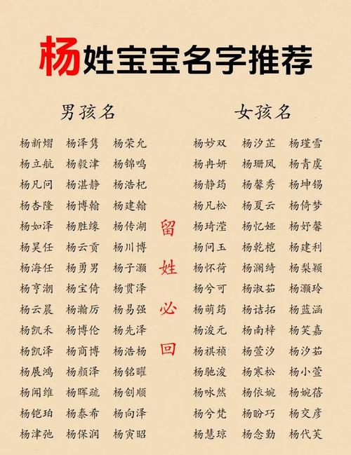 姓杨的宝宝起名大全