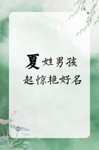 夏姓霸气男宝宝姓名