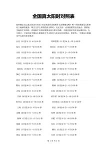 真太阳时查询表