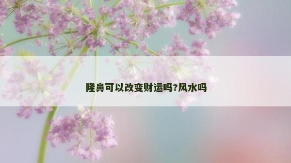 隆鼻可以改变财运吗?风水吗