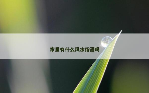 家里有什么风水俗语吗