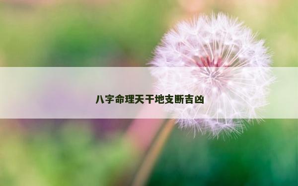 八字命理天干地支断吉凶