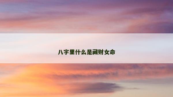 八字里什么是藏财女命