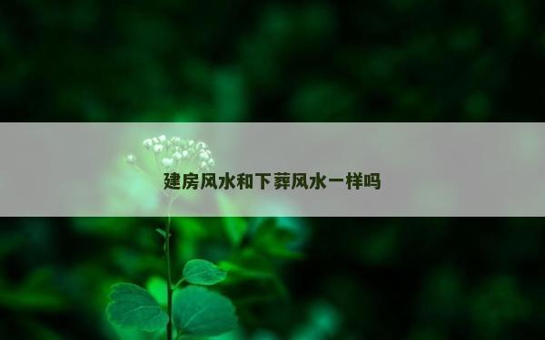 建房风水和下葬风水一样吗
