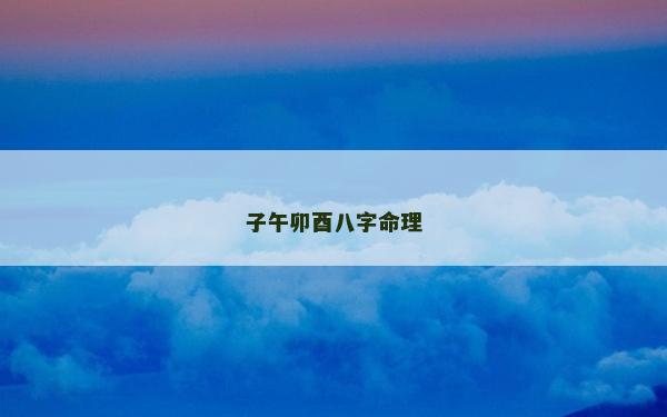 子午卯酉八字命理
