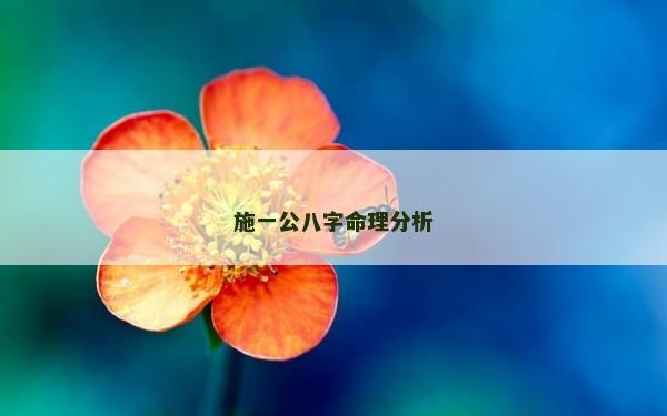 施一公八字命理分析