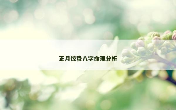正月惊蛰八字命理分析