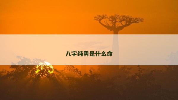 八字纯阴是什么命