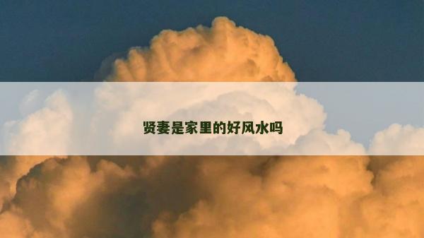 贤妻是家里的好风水吗