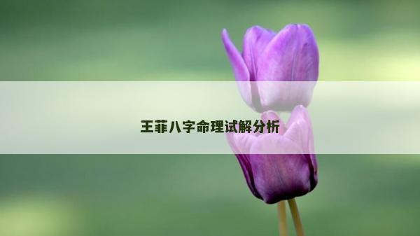 王菲八字命理试解分析