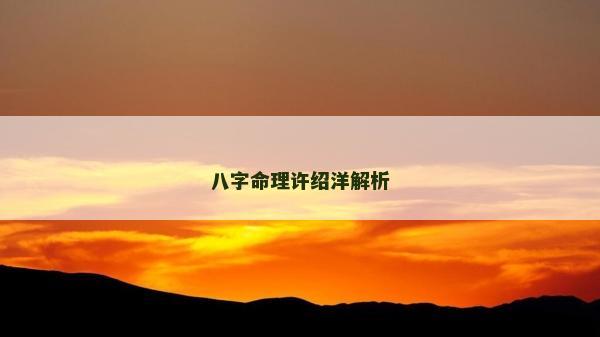 八字命理许绍洋解析