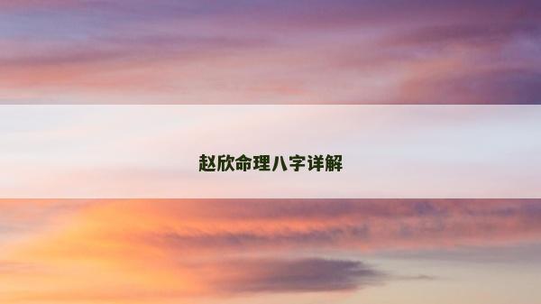 赵欣命理八字详解