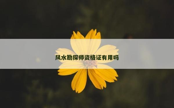 风水勘探师资格证有用吗