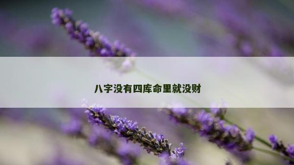 八字没有四库命里就没财