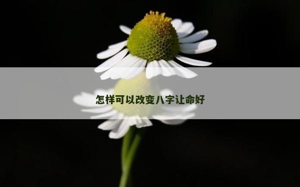怎样可以改变八字让命好