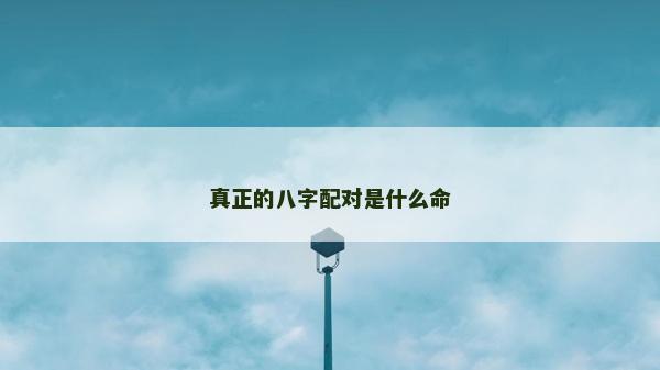 真正的八字配对是什么命