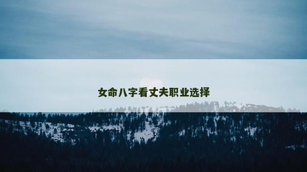 女命八字看丈夫职业选择