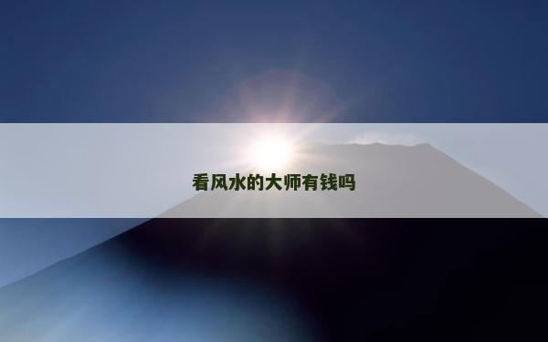 看风水的大师有钱吗