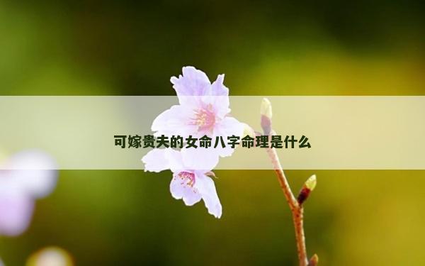 可嫁贵夫的女命八字命理是什么