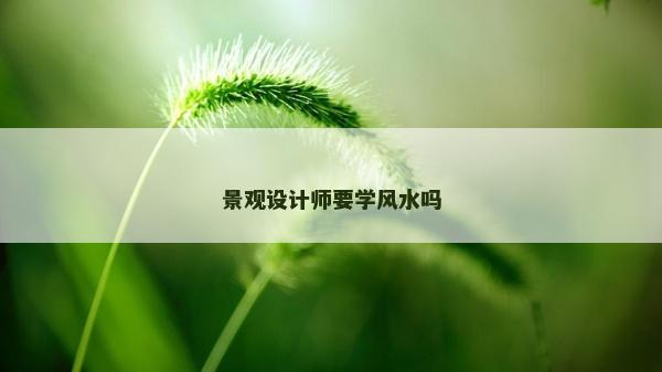 景观设计师要学风水吗