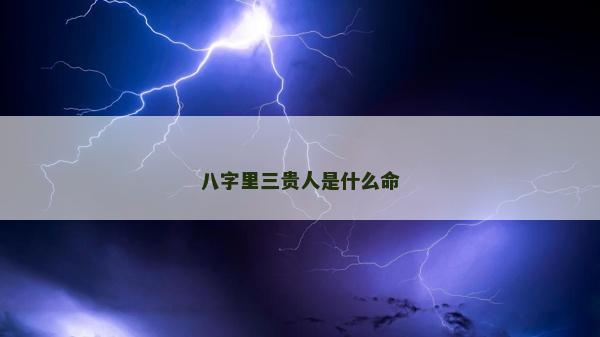 八字里三贵人是什么命