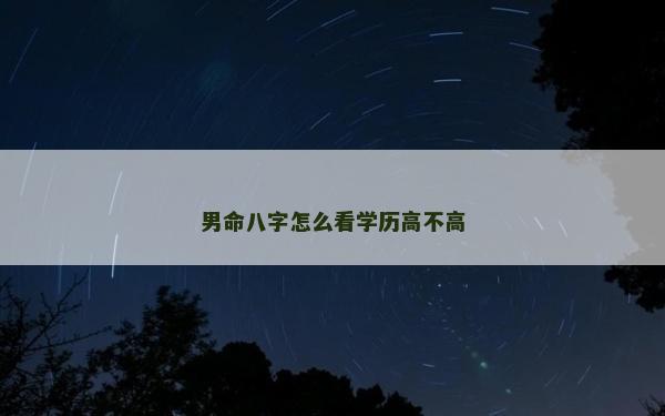 男命八字怎么看学历高不高