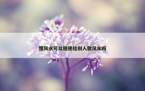 懂风水可以随便给别人做风水吗