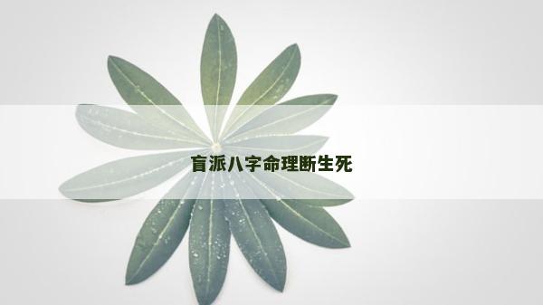 盲派八字命理断生死