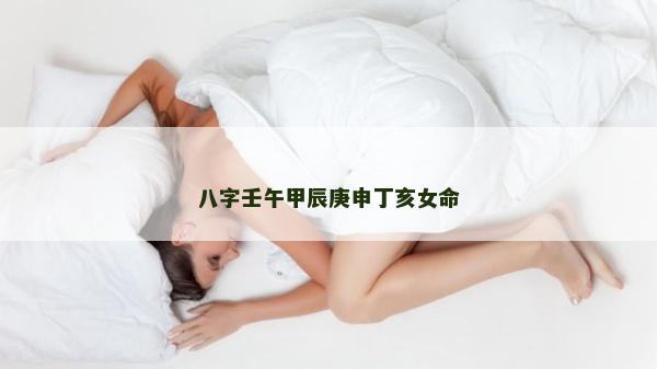 八字壬午甲辰庚申丁亥女命