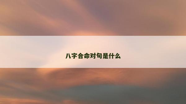 八字合命对句是什么