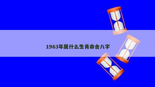 1963年属什么生肖命合八字