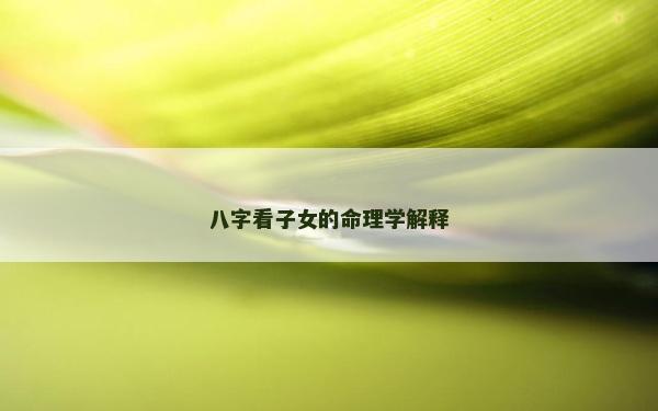 八字看子女的命理学解释
