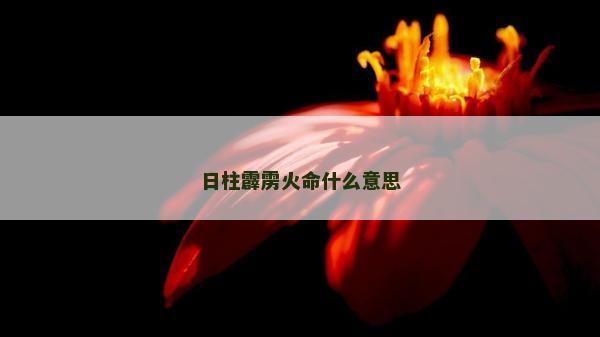 日柱霹雳火命什么意思