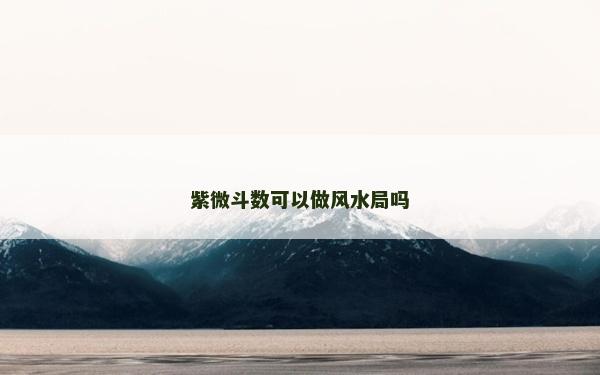 紫微斗数可以做风水局吗