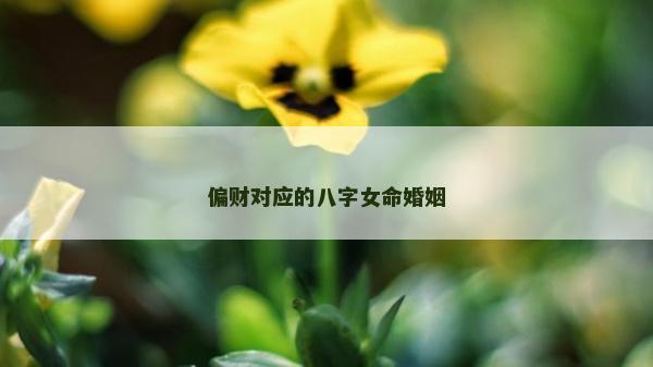 偏财对应的八字女命婚姻