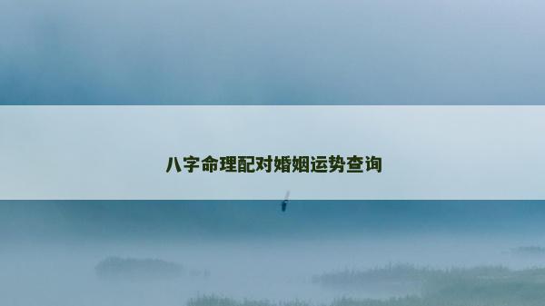 八字命理配对婚姻运势查询