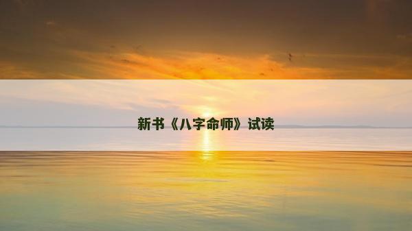 新书《八字命师》试读