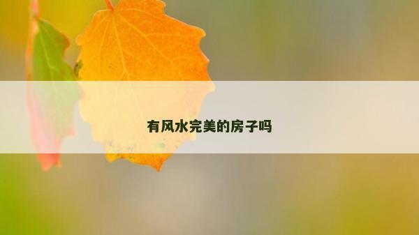 有风水完美的房子吗