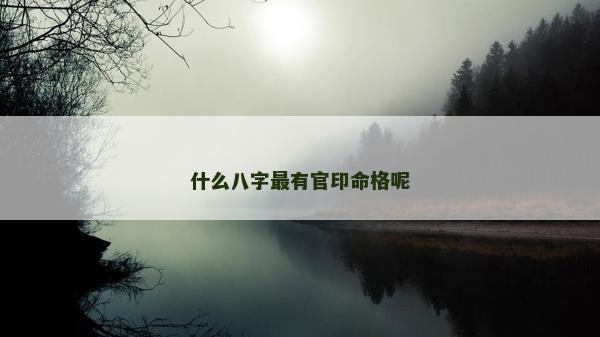 什么八字最有官印命格呢