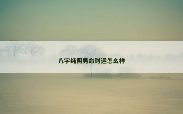 八字纯阴男命财运怎么样