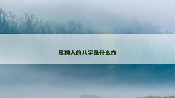 属猴人的八字是什么命
